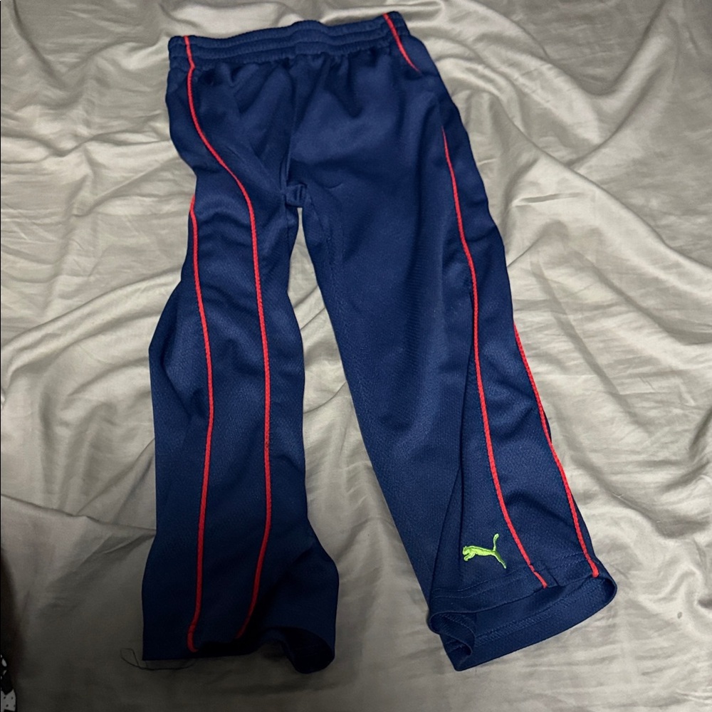 Puma Kids Blue Joggers with Red Trim